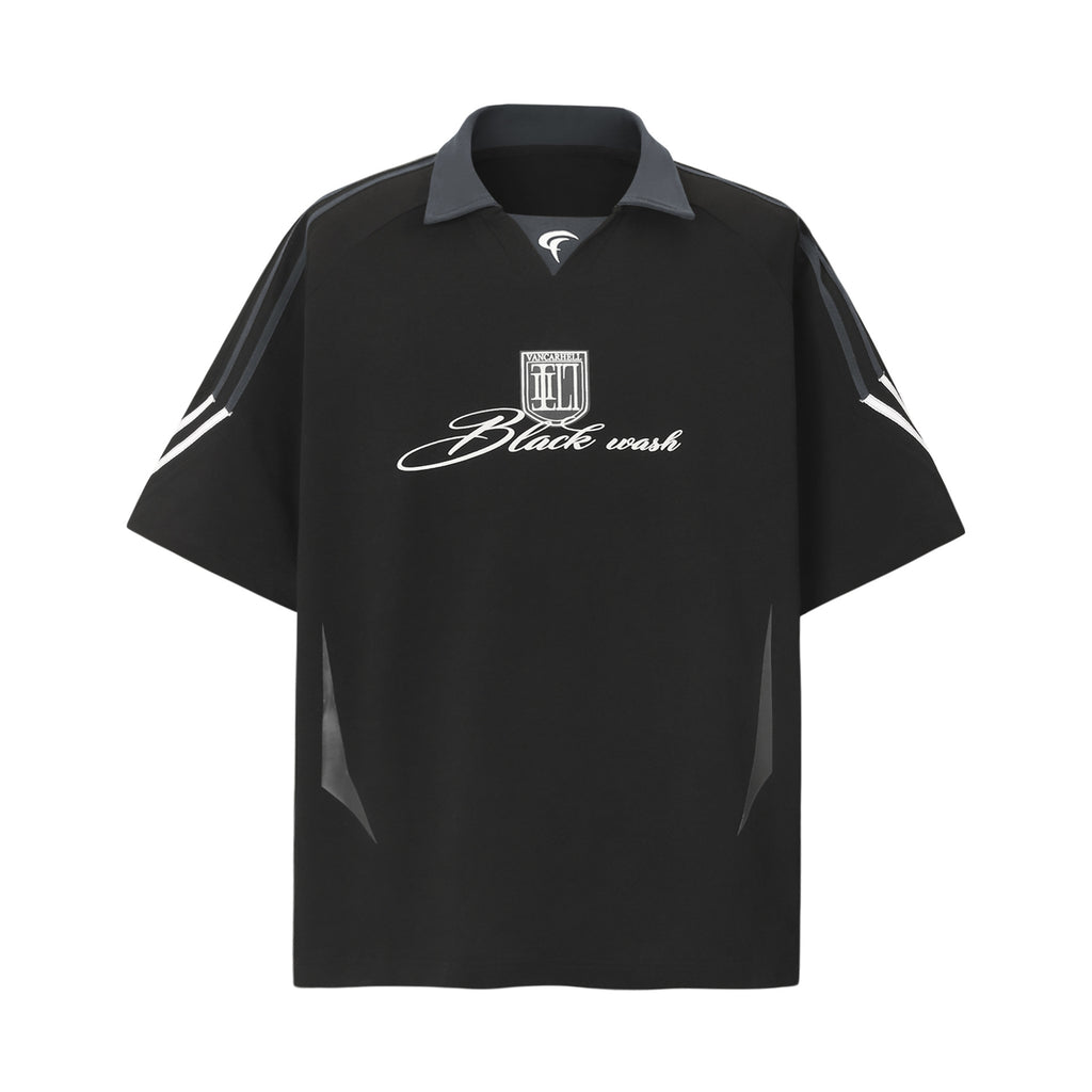 Lapel Sweatshirt Locomotive Style V-neck Patchwork Short-sleeved T-shirt For Men And Women