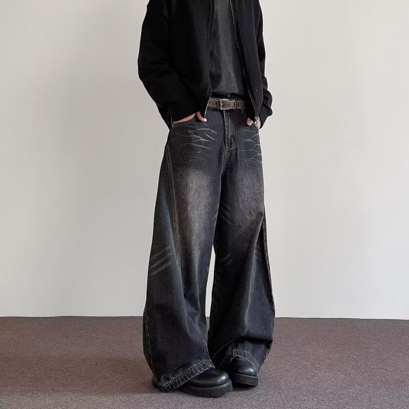 Mens High-Street Relaxed Premium-Looking Versatile Wide-Leg Pants