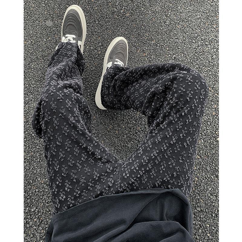 Cool And Stylish Streetwear Jacquard Full-print Jeans